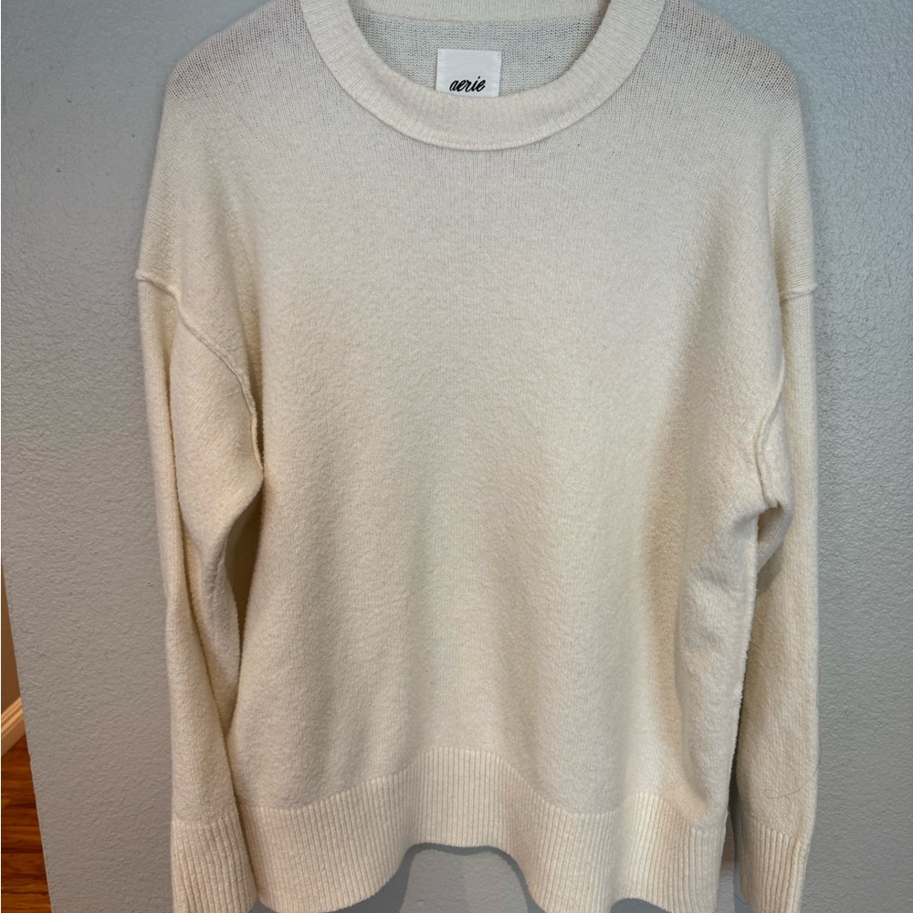 Aerie Soft Cream Knit Sweater